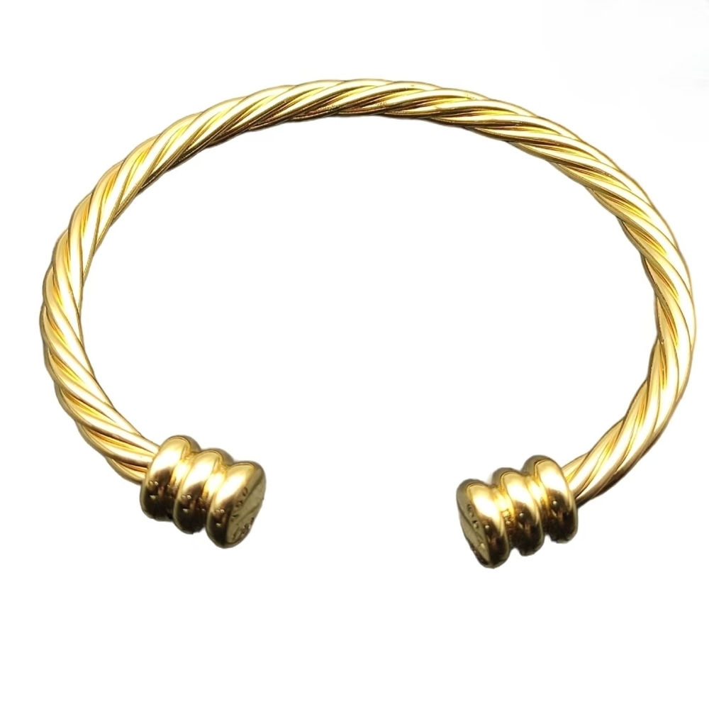 David Yurman Gold Double-headed Three-stone Bracelet